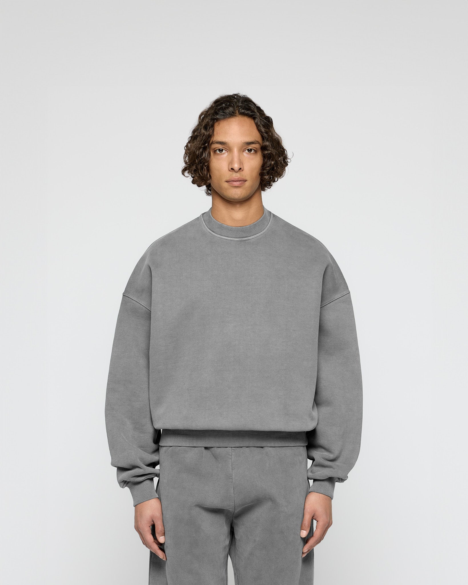 eightyfive-signature-oversized-crewneck-sweater-pullover-stone-grey image 2