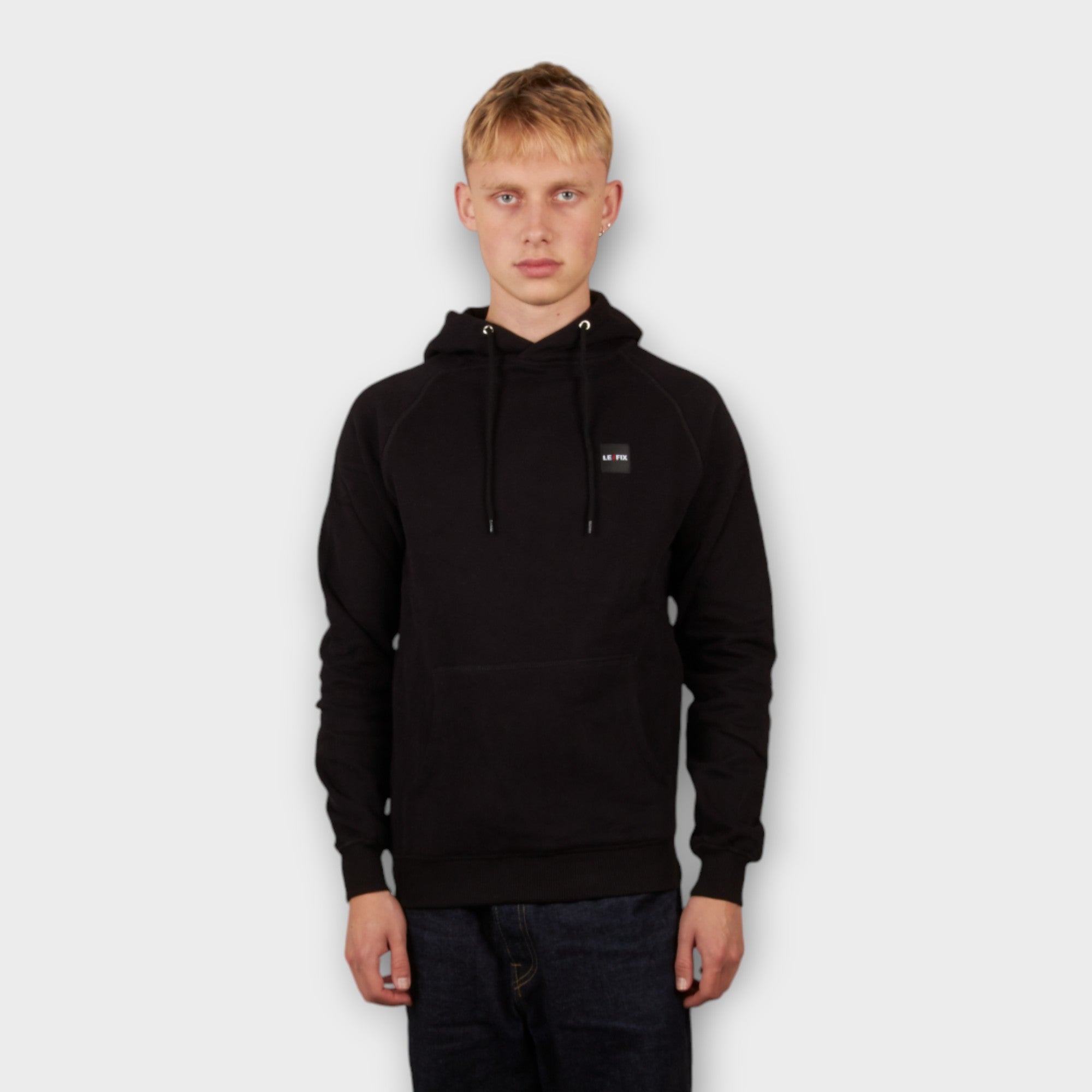 le-fix-patch-hoodie-kapuzenpullover-schwarz-baumwolle image 2