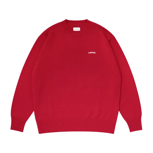 ballaholic-logo-cotton-knit-sweater-red-strickpullover image 1