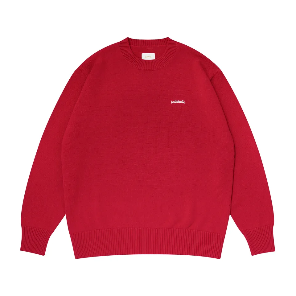 ballaholic-logo-cotton-knit-sweater-red-strickpullover image 1