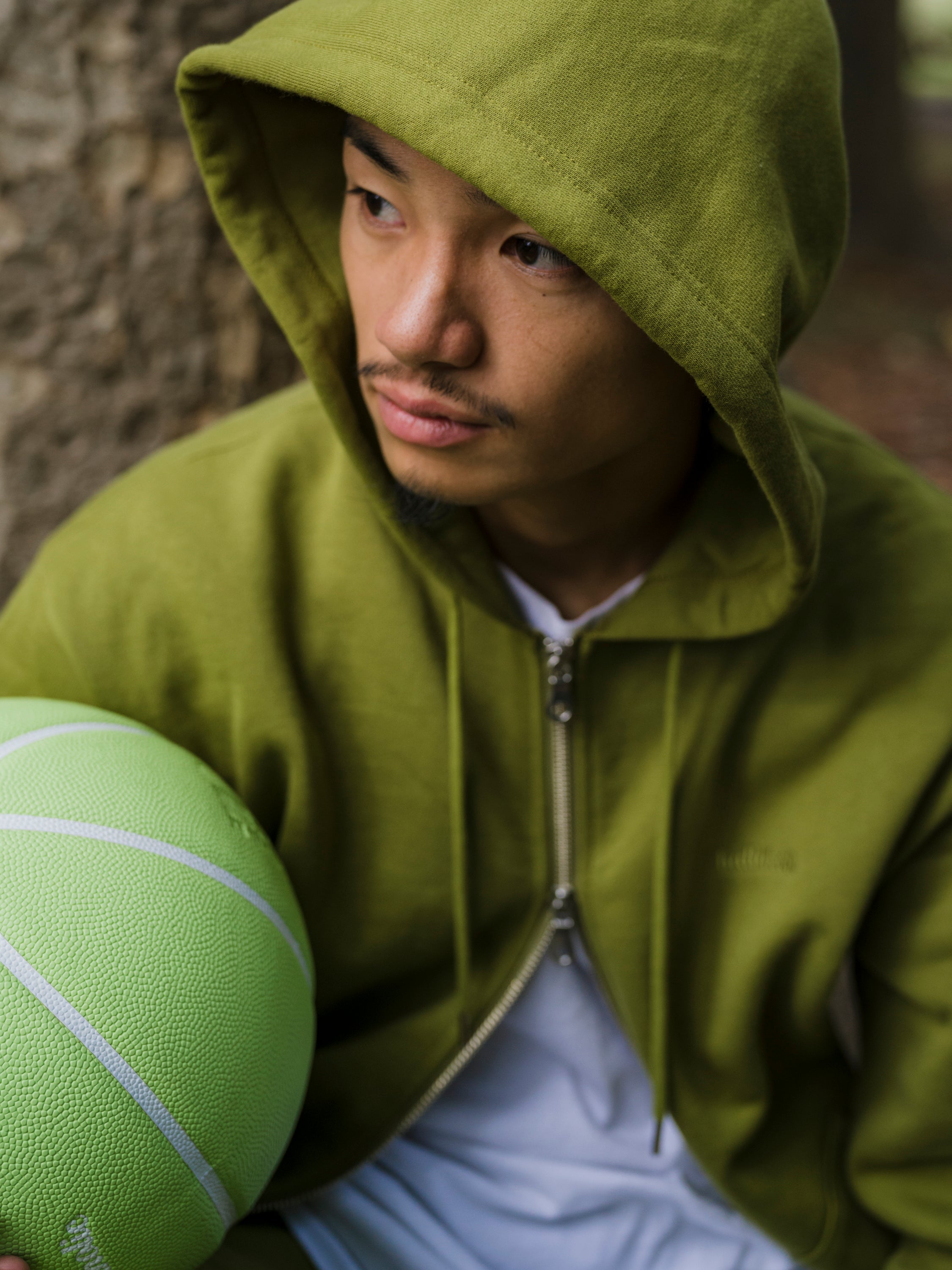 ballaholic-tops-small-logo-sweat-full-zip-hoodie-moosgr-n image 2