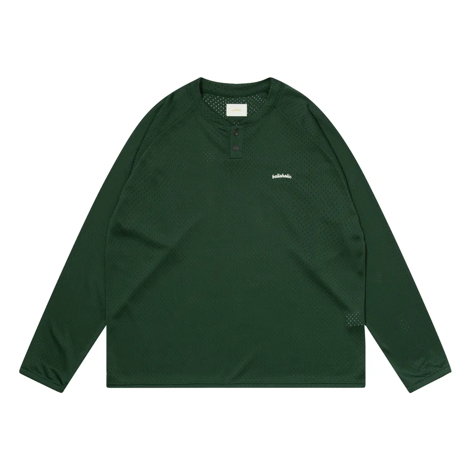 ballaholic-logo-mesh-long-shirt-dunkelgr-n-knopfkragen image 1