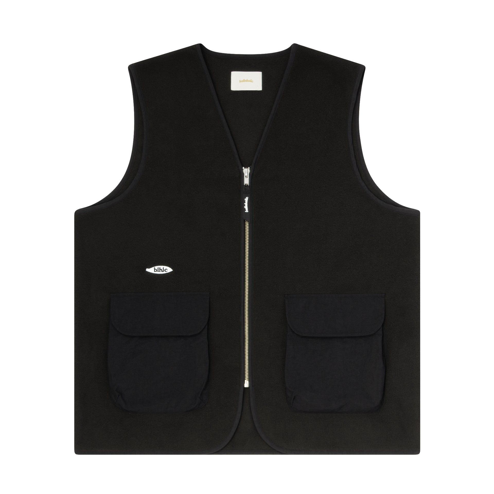 ballaholic-tops-ball-panel-logo-fleece-zip-weste-black-stickerei image 1