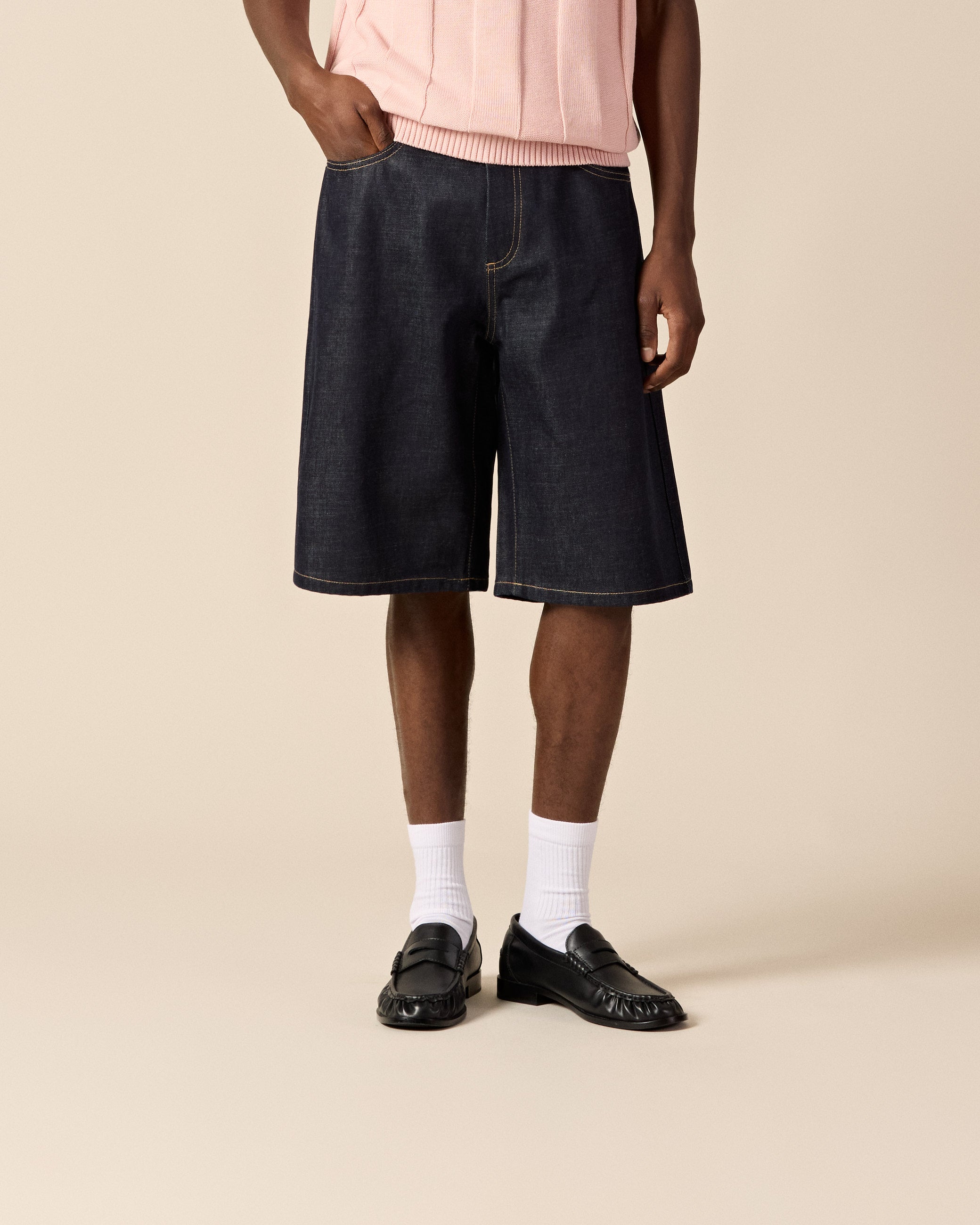 eightyfive-bottoms-distressed-jorts-raw-denim-baggy-shorts image 3