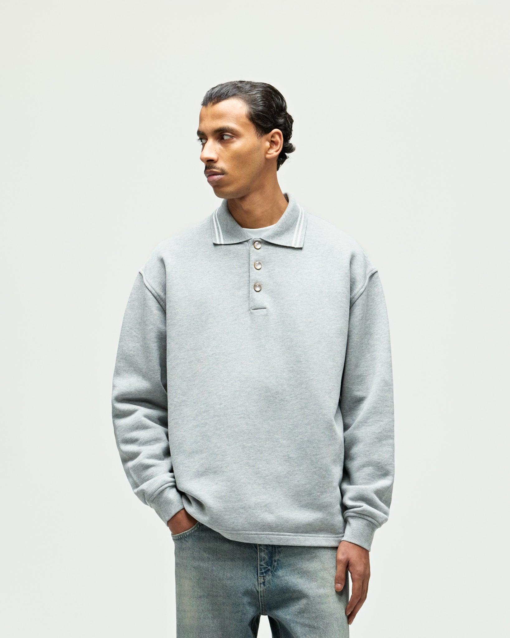 eightyfive-tops-heavy-polo-sweater-sporty-grey-baumwolle image 4