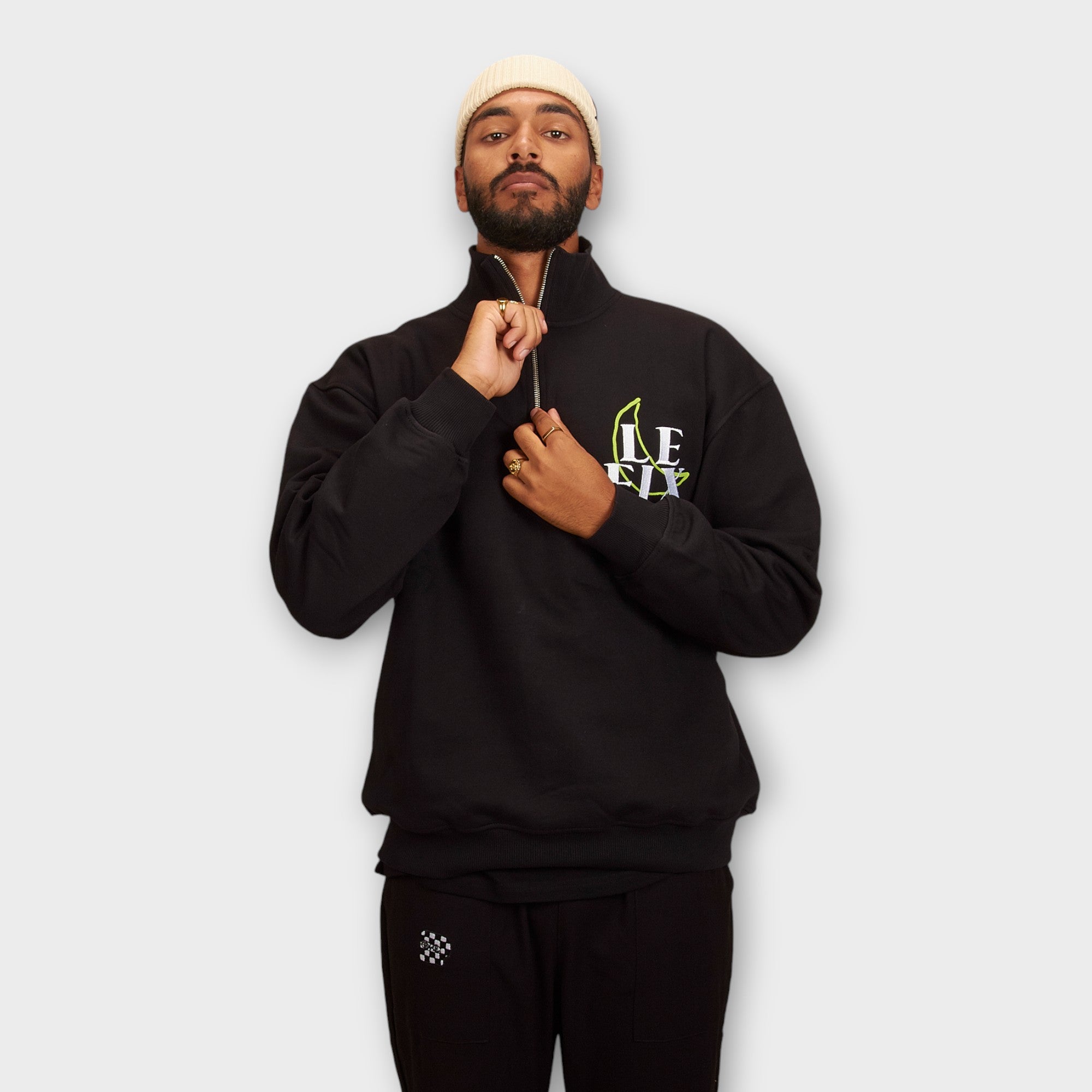 le-fix-moon-quarter-zip-sweatshirt-schwarz-zip image 3