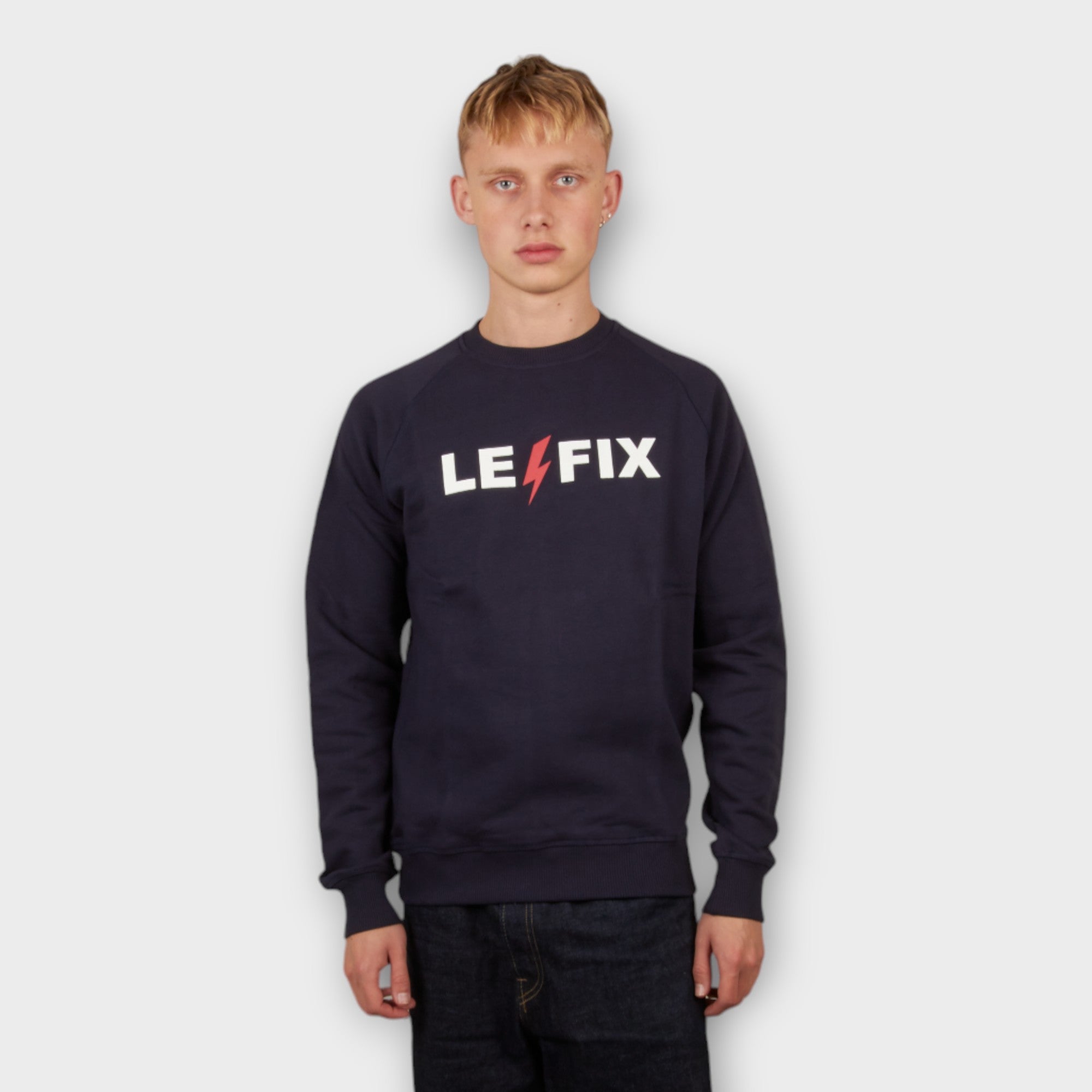 le-fix-lightning-crew-sweatshirt-navy-baumwolle image 3