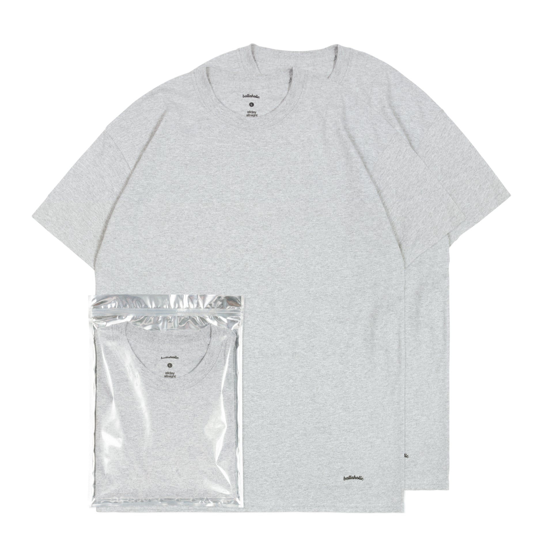 ballaholic-cotton-tees-2er-crew-t-shirt-grau-logo image 1