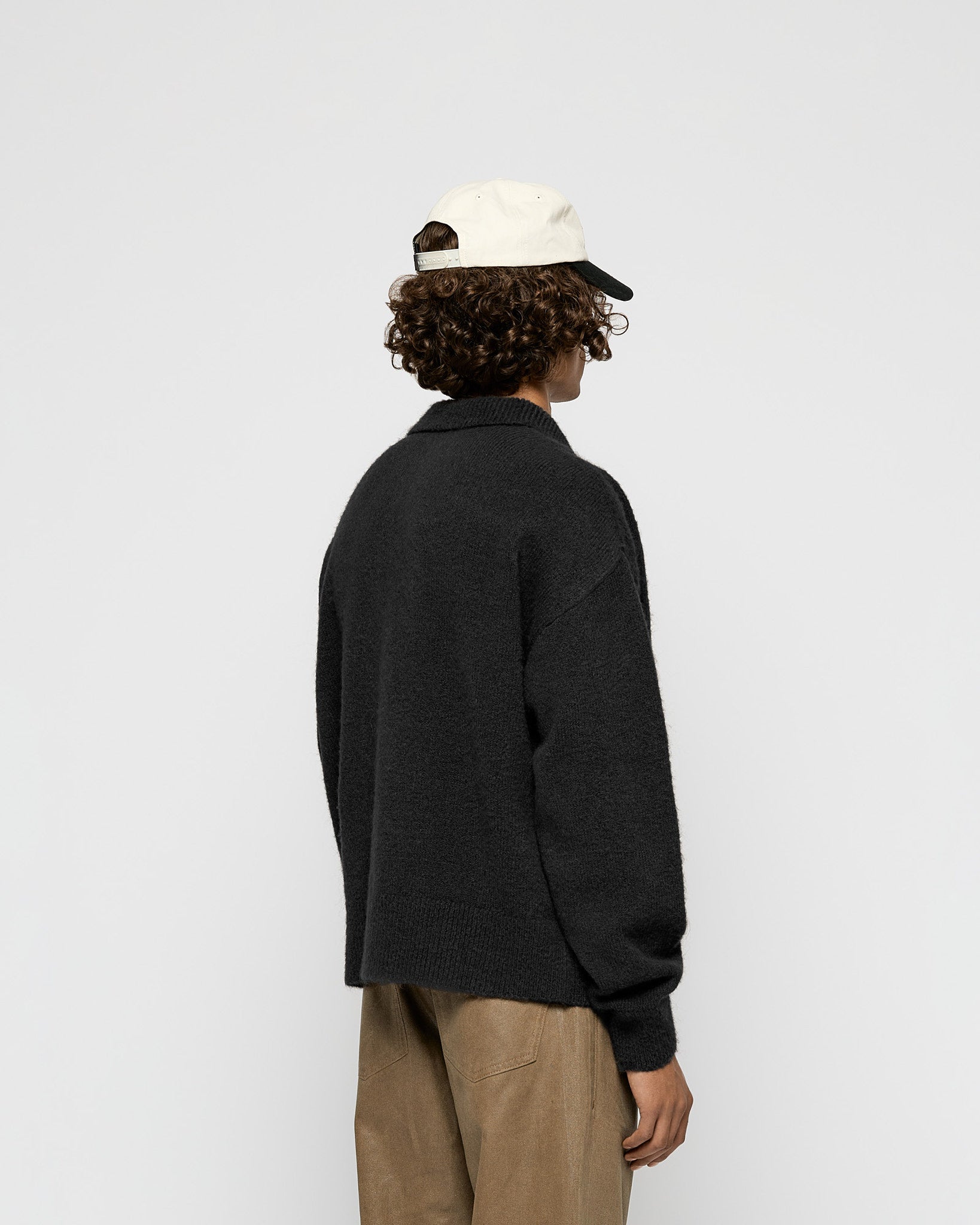 eightyfive-hairy-knitted-polo-sweater-pullover-black image 5