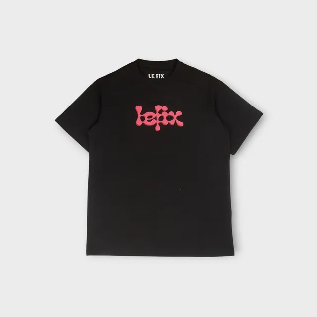 le-fix-play-t-shirt-t-shirt-schwarz-pinkes-logo-baumwolle image 1