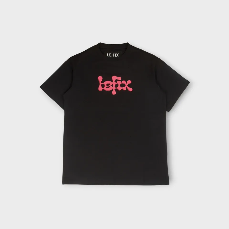 le-fix-play-t-shirt-t-shirt-schwarz-pinkes-logo-baumwolle image 1