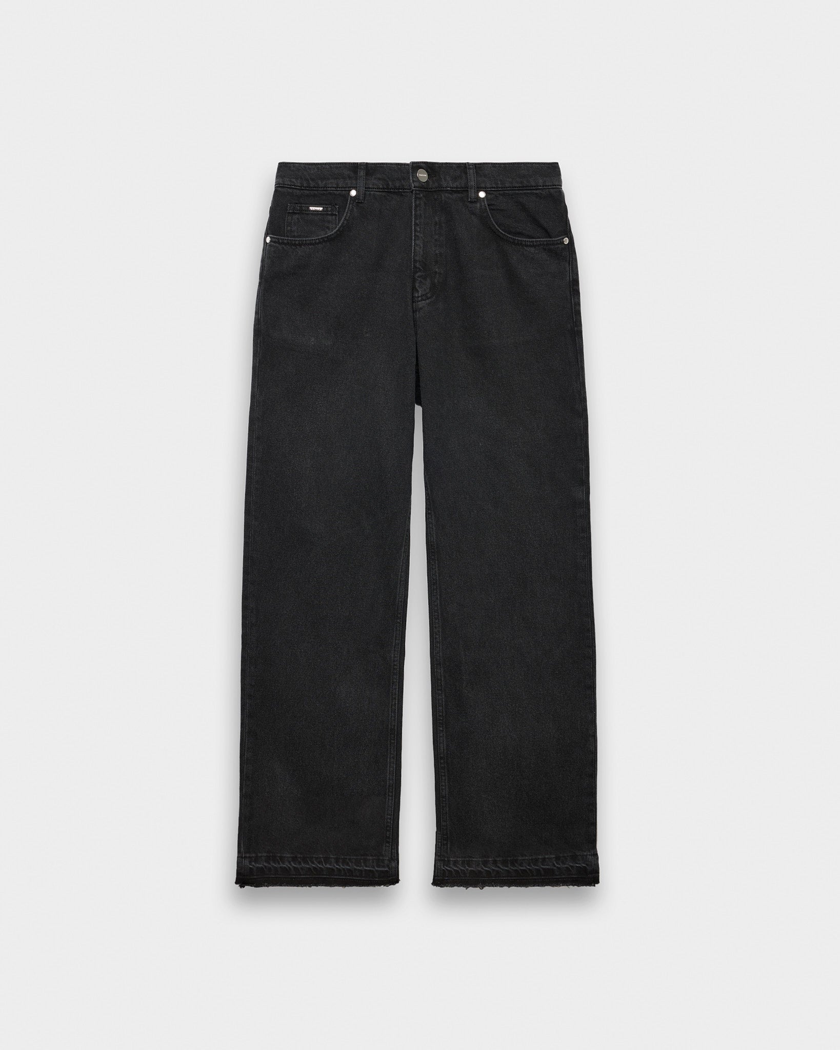 eightyfive-bottoms-open-hem-loose-denim-jeans-black-washed-lose image 1
