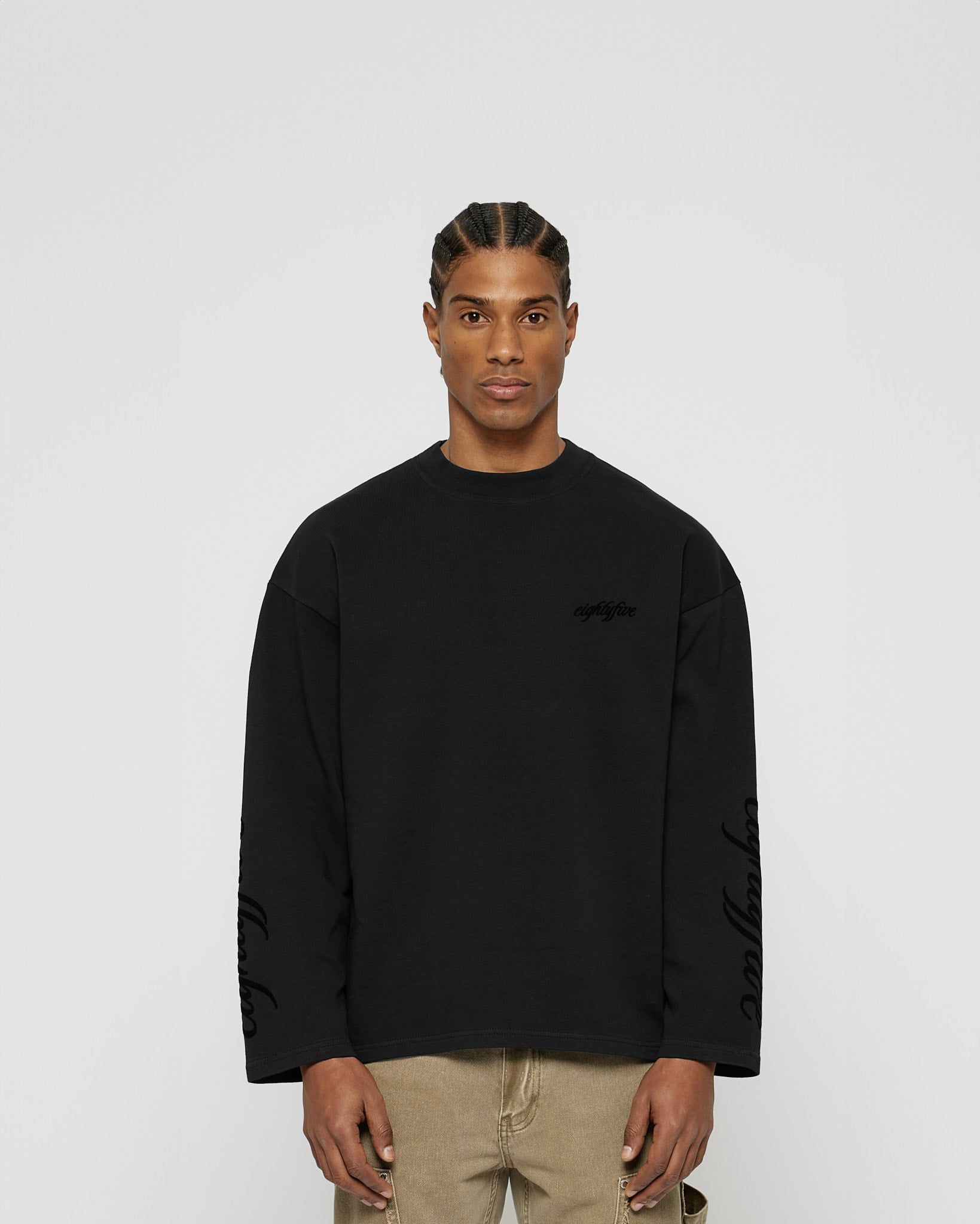 eightyfive-tops-handwritten-longsleeve-shirt-black-oversized image 2