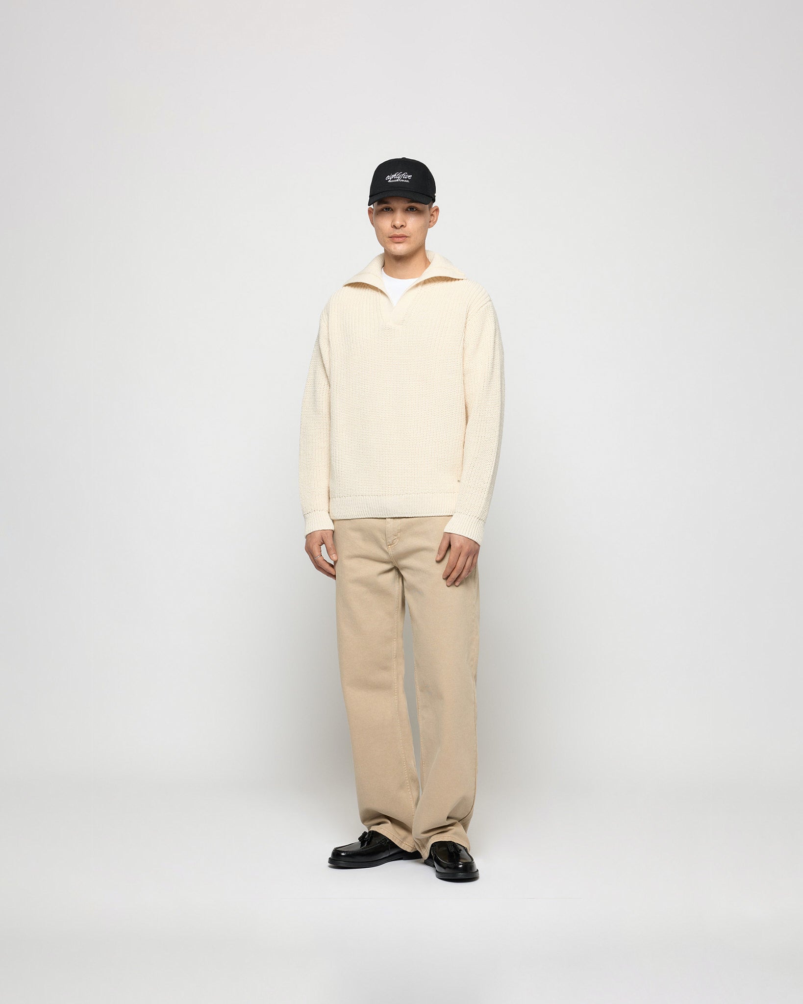 eightyfive-knitted-polo-sweater-strickpullover-beige-grobstrick image 3