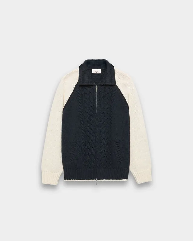 eightyfive-cable-knit-trainer-jacket-jacke-navy-baumwolle image 1