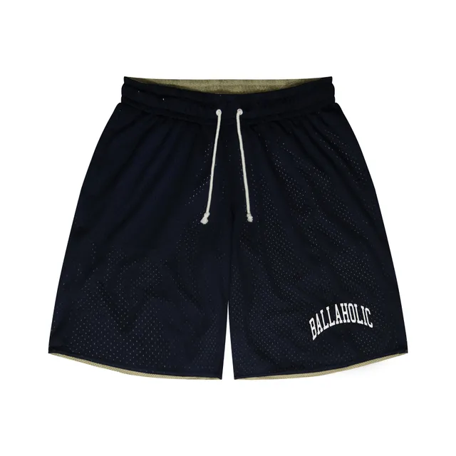ballaholic-college-logo-streetmove-mesh-zip-shorts-navy image 1