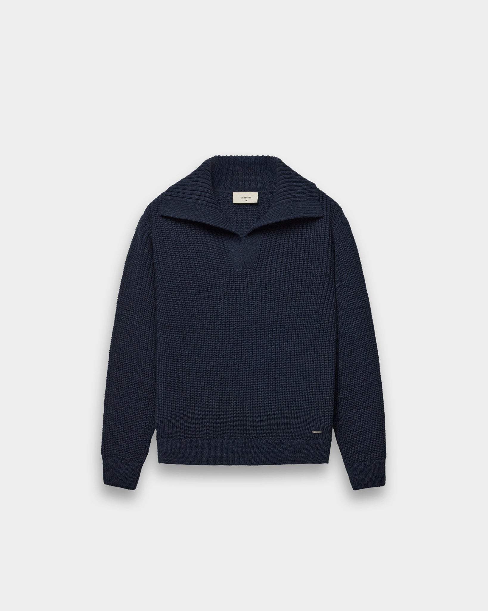 eightyfive-tops-knitted-polo-sweater-strickpullover-navy-grobstrick image 1