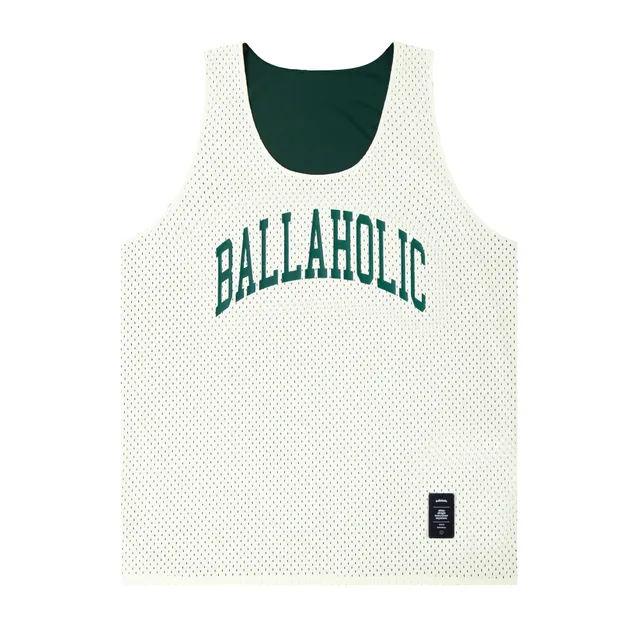 ballaholic-college-logo-mesh-top-off-white-dark-green image 1