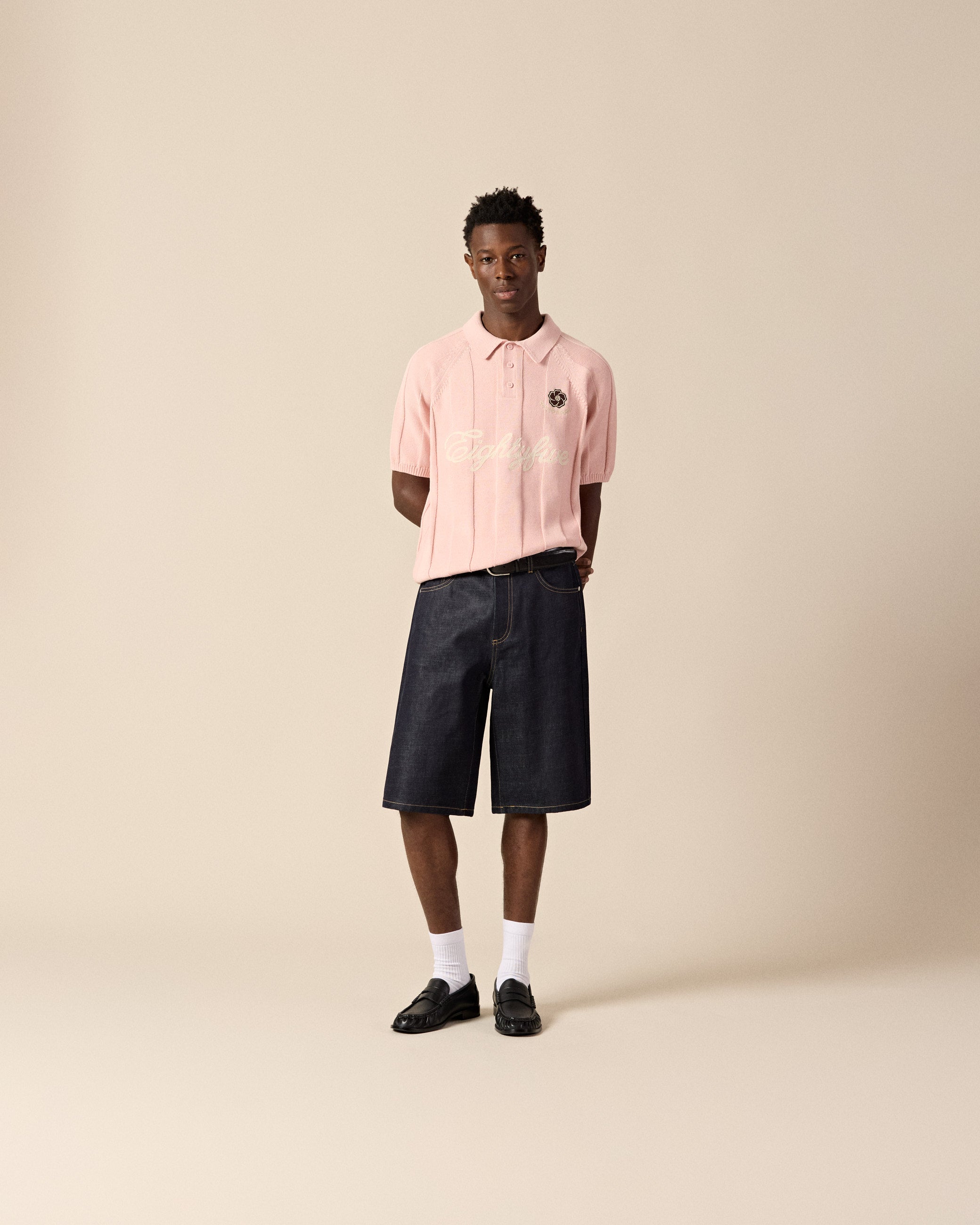eightyfive-tops-football-polo-shirt-dusty-rose image 4
