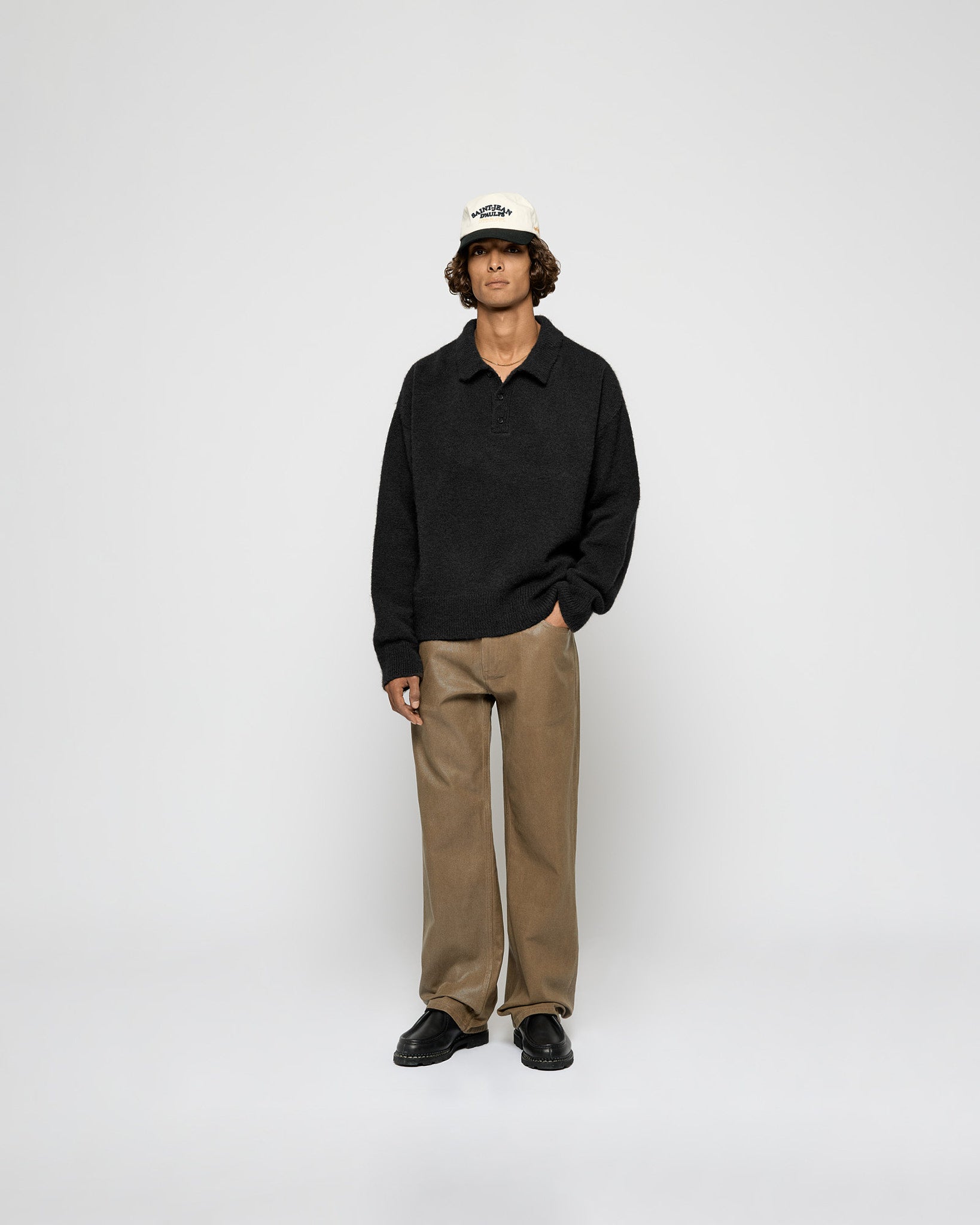 eightyfive-hairy-knitted-polo-sweater-pullover-black image 3