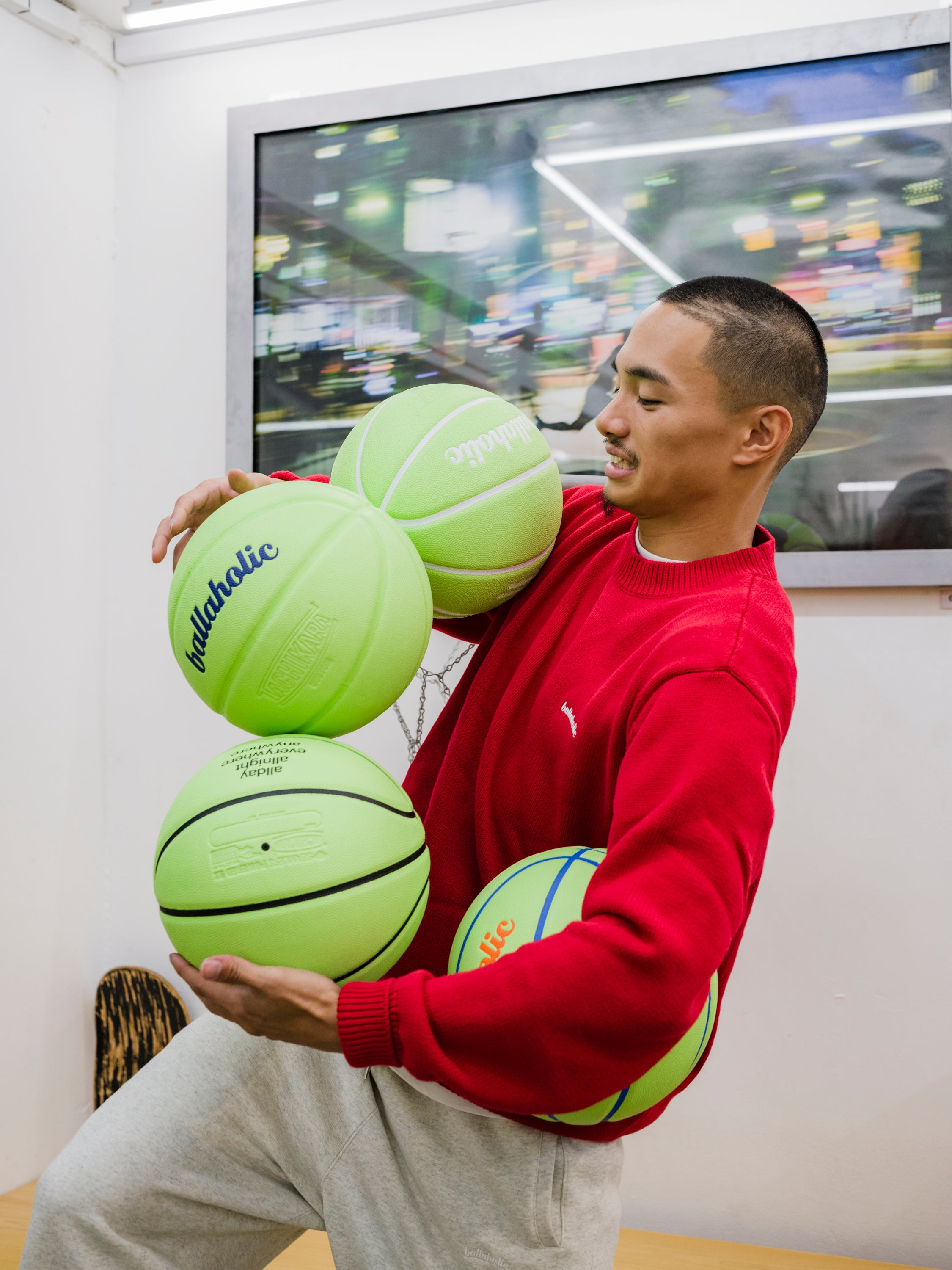ballaholic-logo-cotton-knit-sweater-red-strickpullover image 3