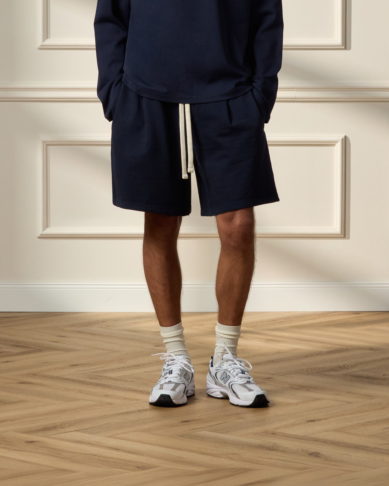 eightyfive-pleated-sweatshorts-shorts-navy-relaxed-fit-baumwolle image 3