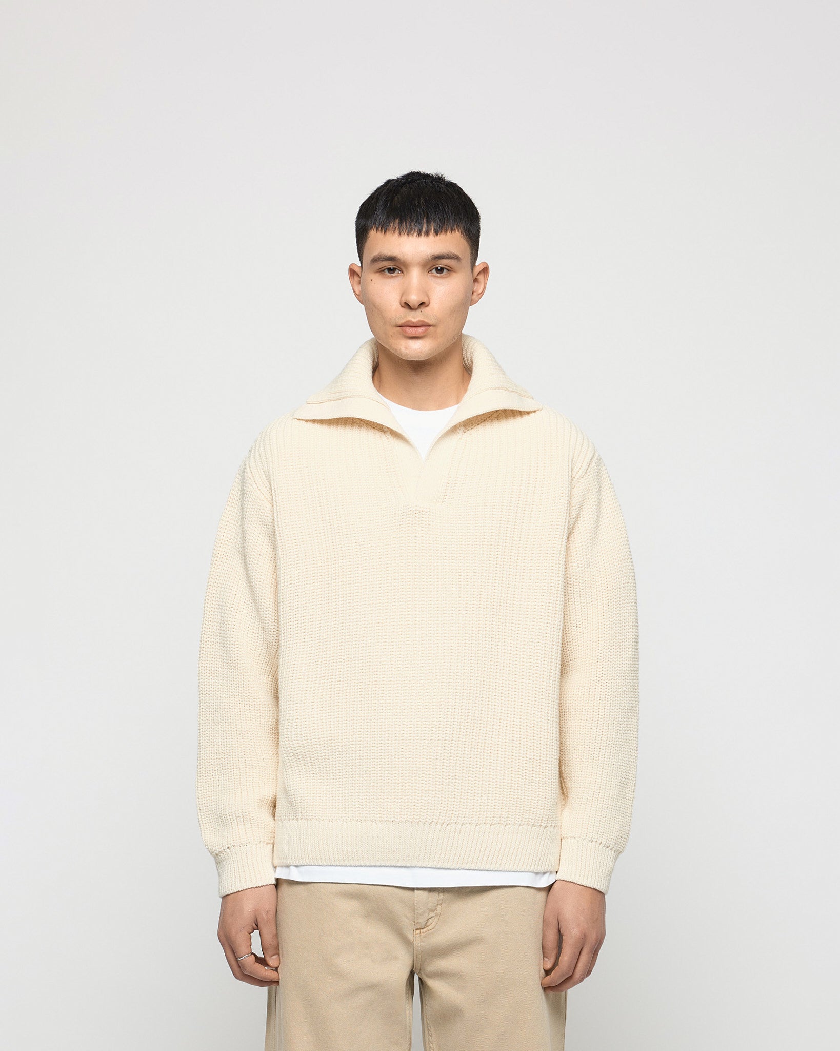 eightyfive-knitted-polo-sweater-strickpullover-beige-grobstrick image 2