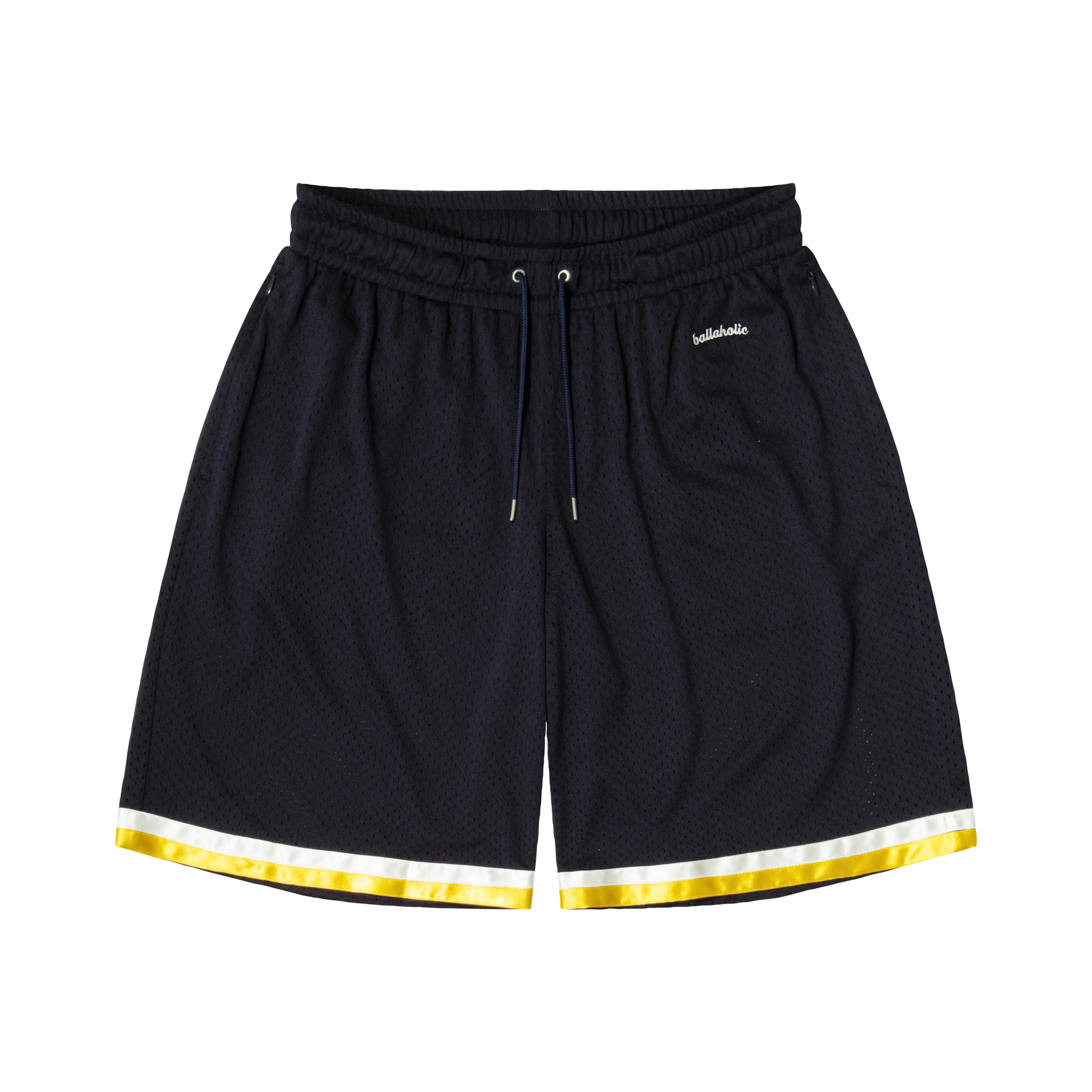 ballaholic-shorts-tape-mesh-zip-shorts-navy image 1