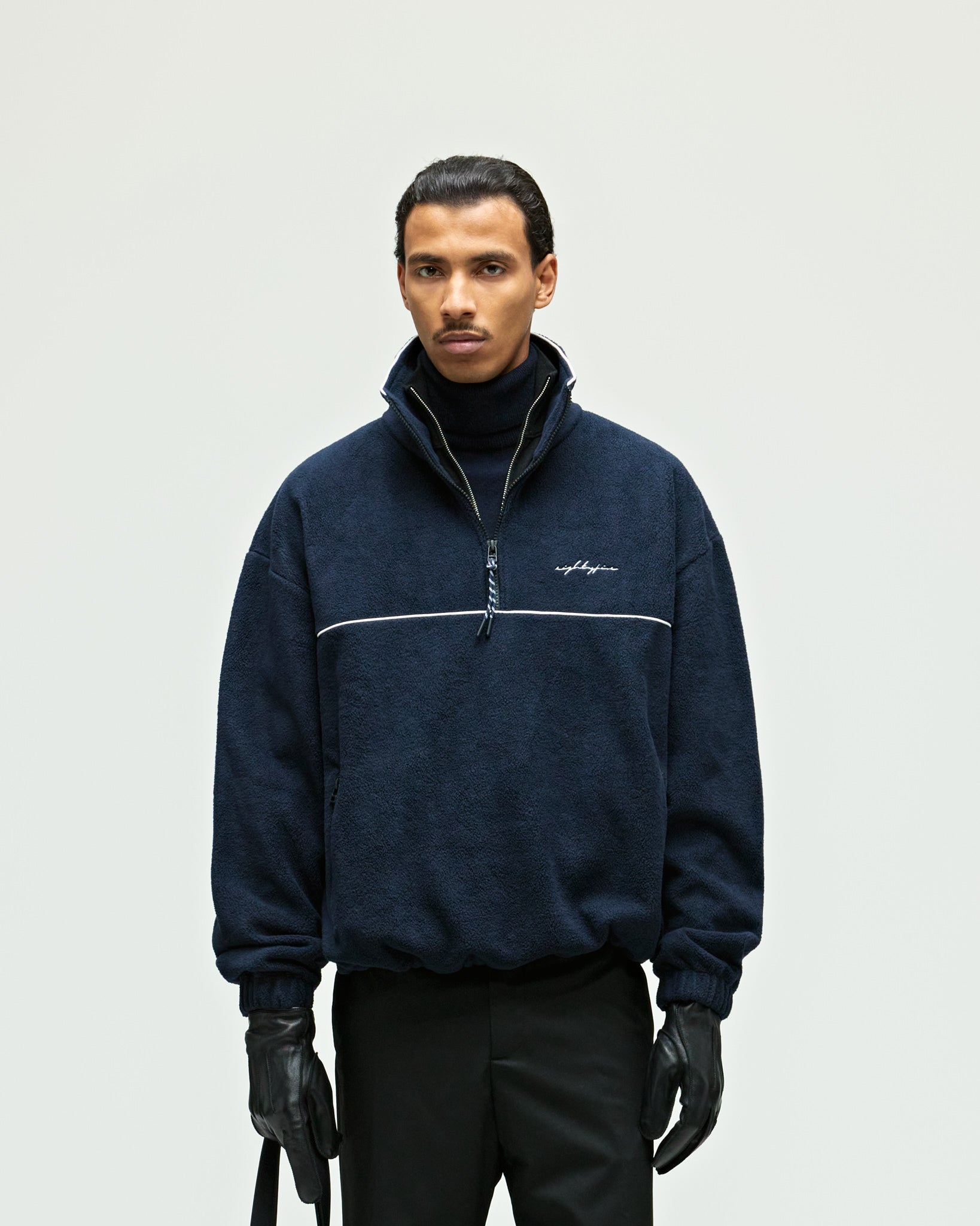 eightyfive-overshirts-fleece-half-zip-windbreaker-jacke-navy-fleece image 3