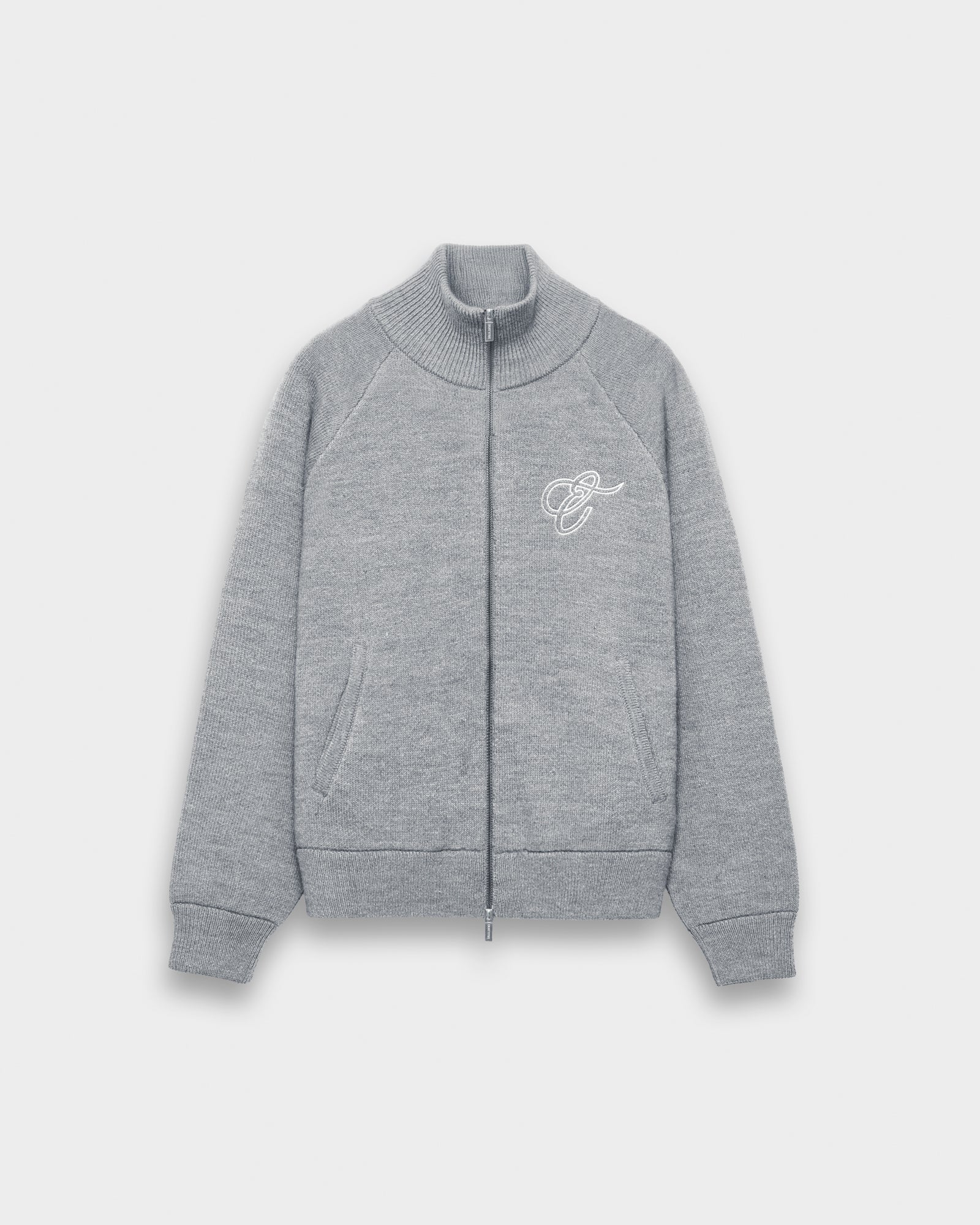 eightyfive-heavy-knit-zip-up-strickjacke-grey-melange-wolle image 1