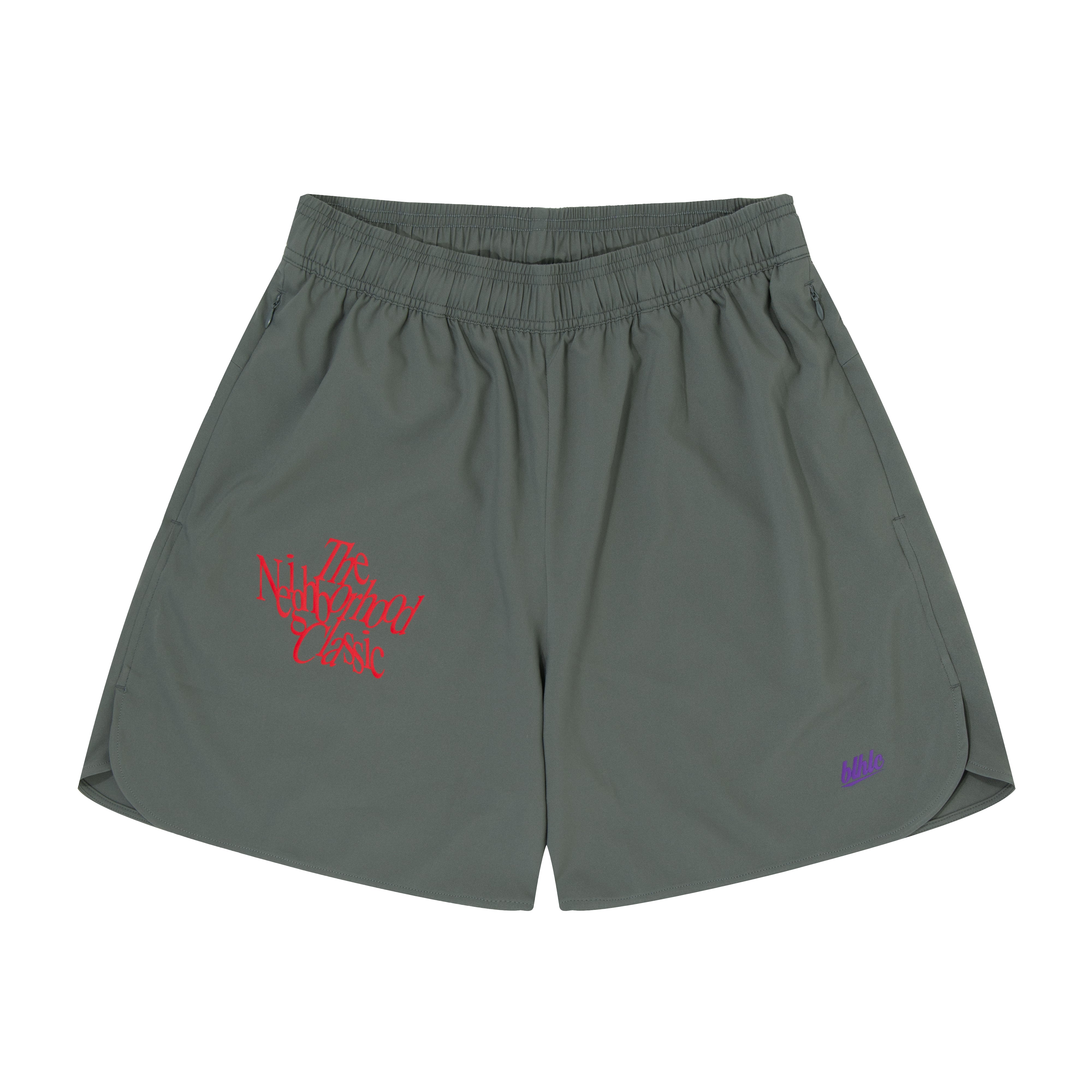 ballaholic-neighborhood-classic-zip-shorts-charcoal-gray image 1