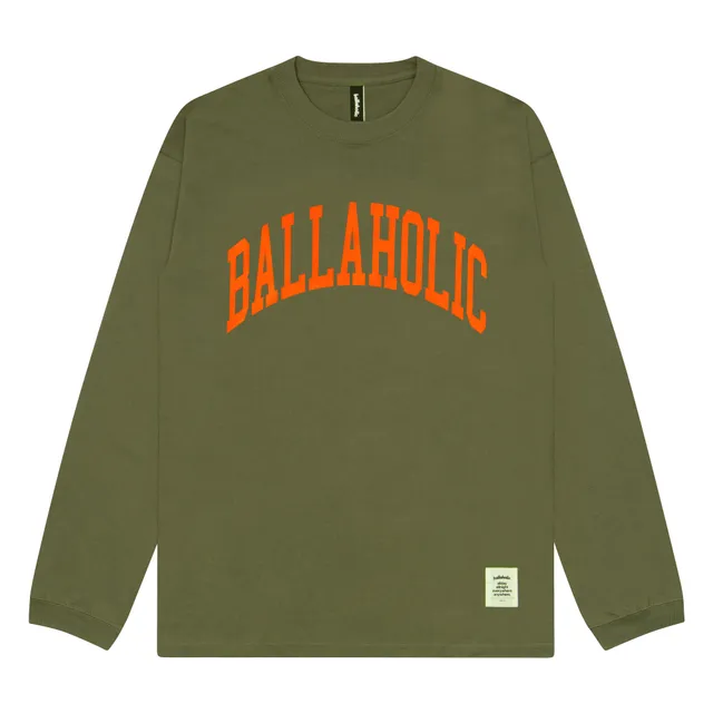 ballaholic-cotton-long-tees-college-logo-long-tee-longsleeve-light-olive-orange image 1