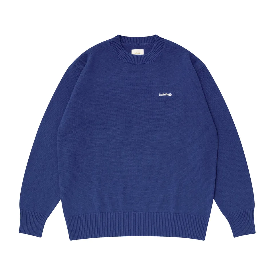 ballaholic-logo-cotton-knit-sweater-pullover-blau image 1