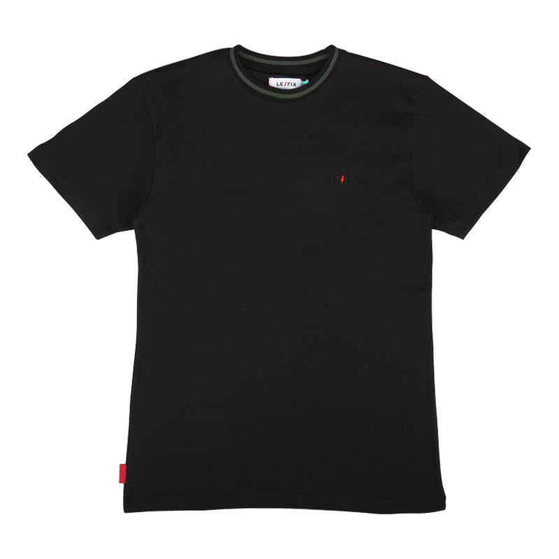 le-fix-rib-stripe-t-shirt-schwarz-regular-fit-logo image 1