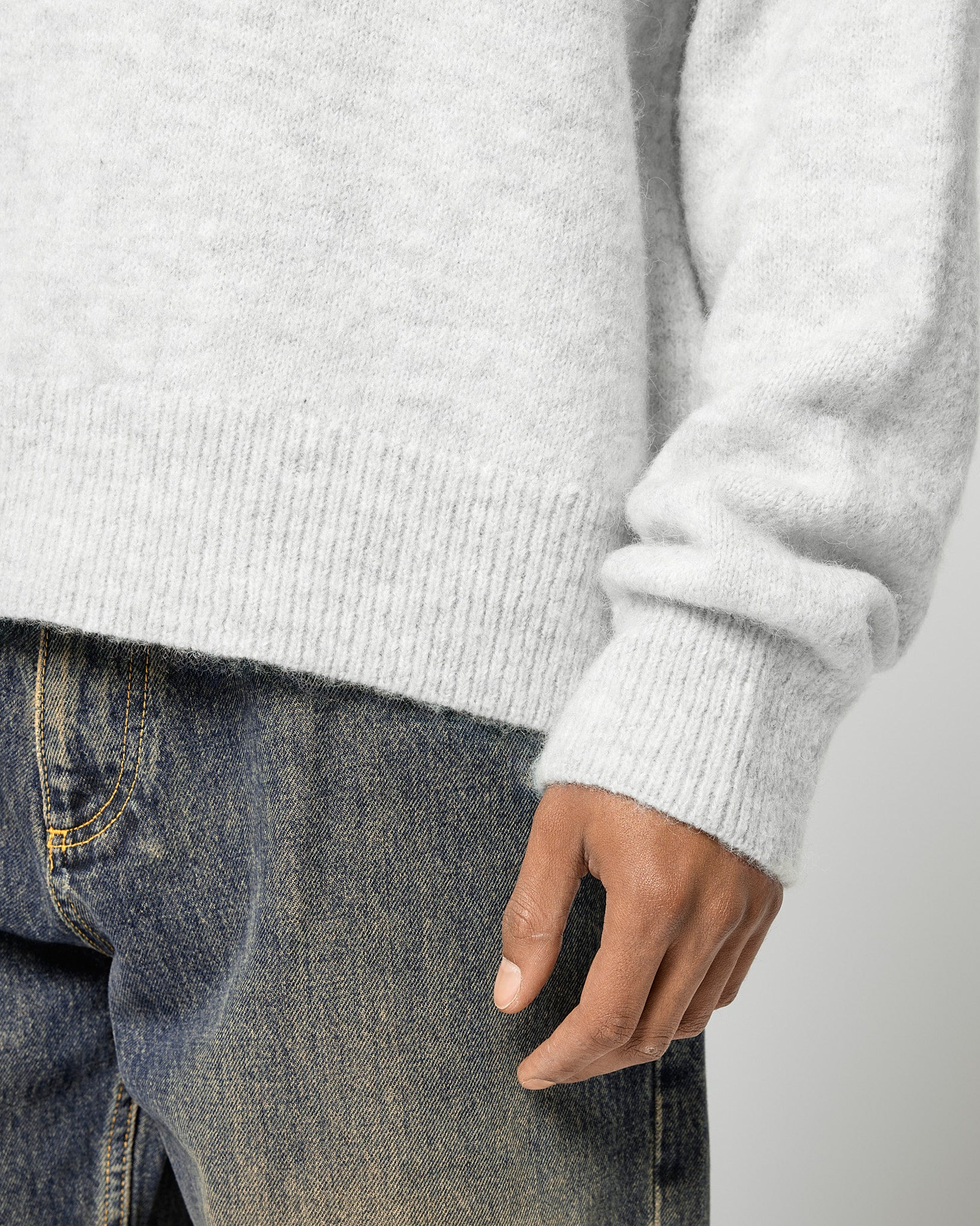 eightyfive-tops-hairy-polo-sweater-pullover-light-grey image 7