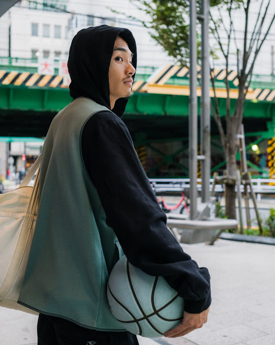 ballaholic-ball-panel-logo-fleece-zip-weste-slate-green image 2