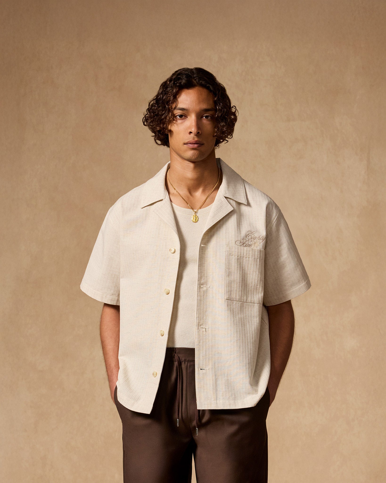 eightyfive-structured-shirt-hemd-ecru-bowling-kragen image 3