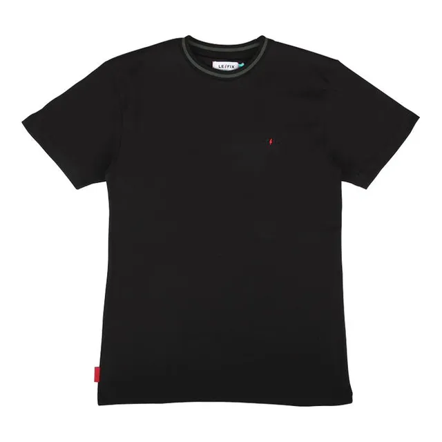 le-fix-rib-stripe-t-shirt-schwarz-regular-fit-logo image 1