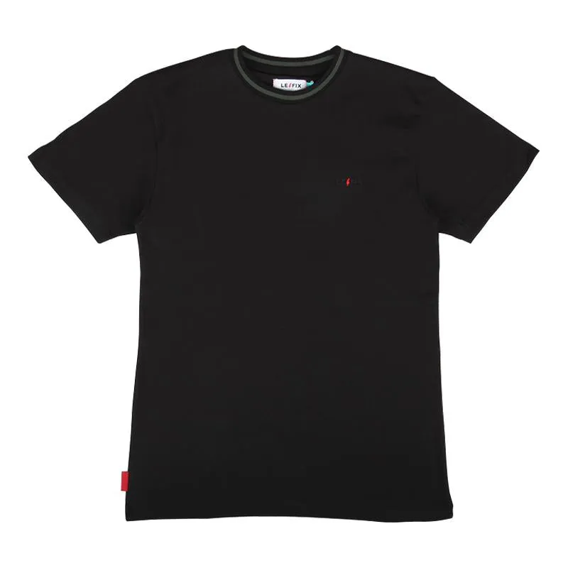 le-fix-rib-stripe-t-shirt-schwarz-regular-fit-logo image 1
