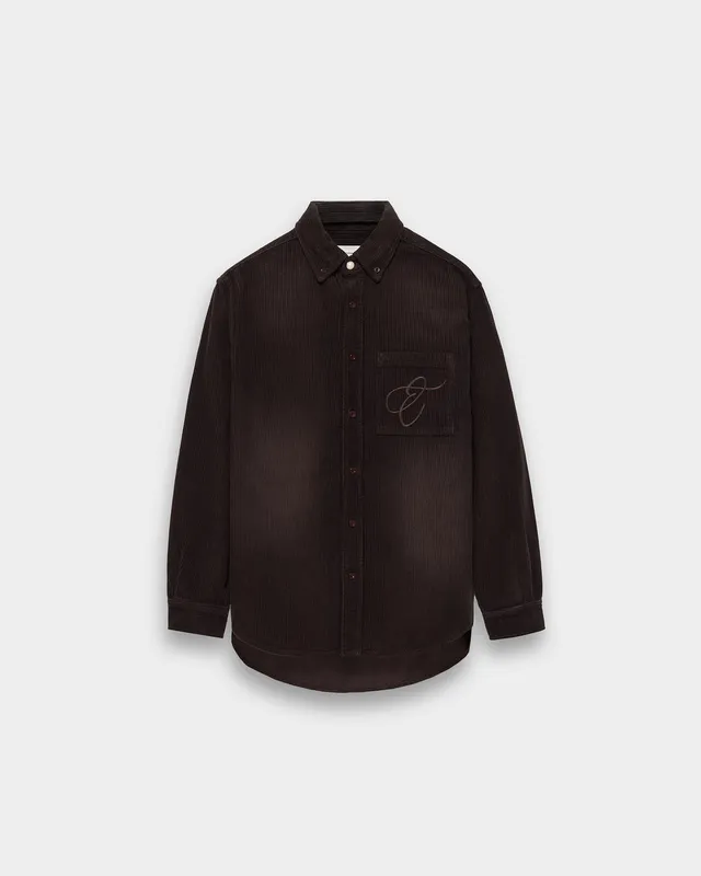 eightyfive-washed-corduroy-button-down-hemd-braun-cord image 1