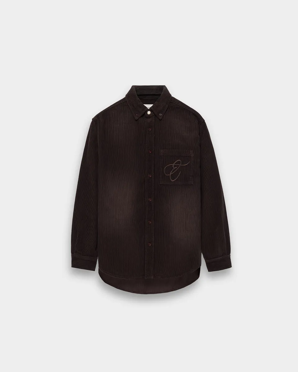 eightyfive-washed-corduroy-button-down-hemd-braun-cord image 1