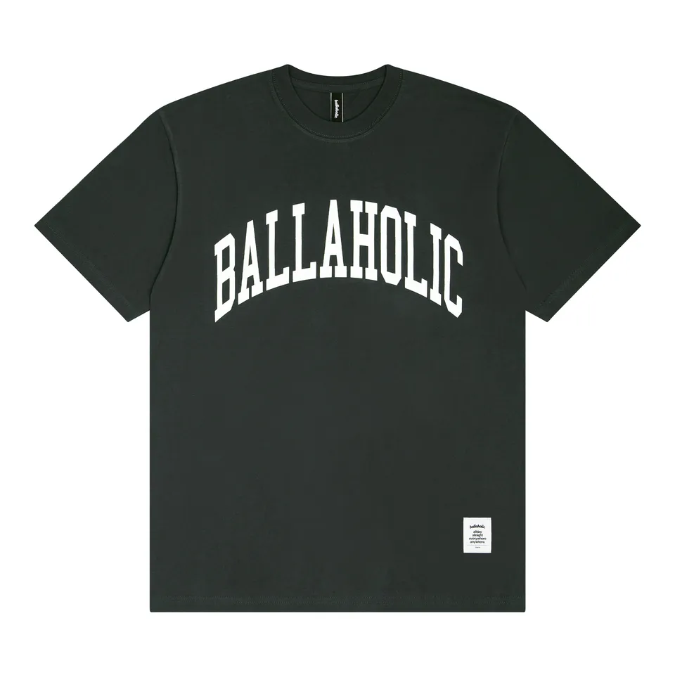 ballaholic-college-logo-tee-t-shirt-graish-green-white-college image 1