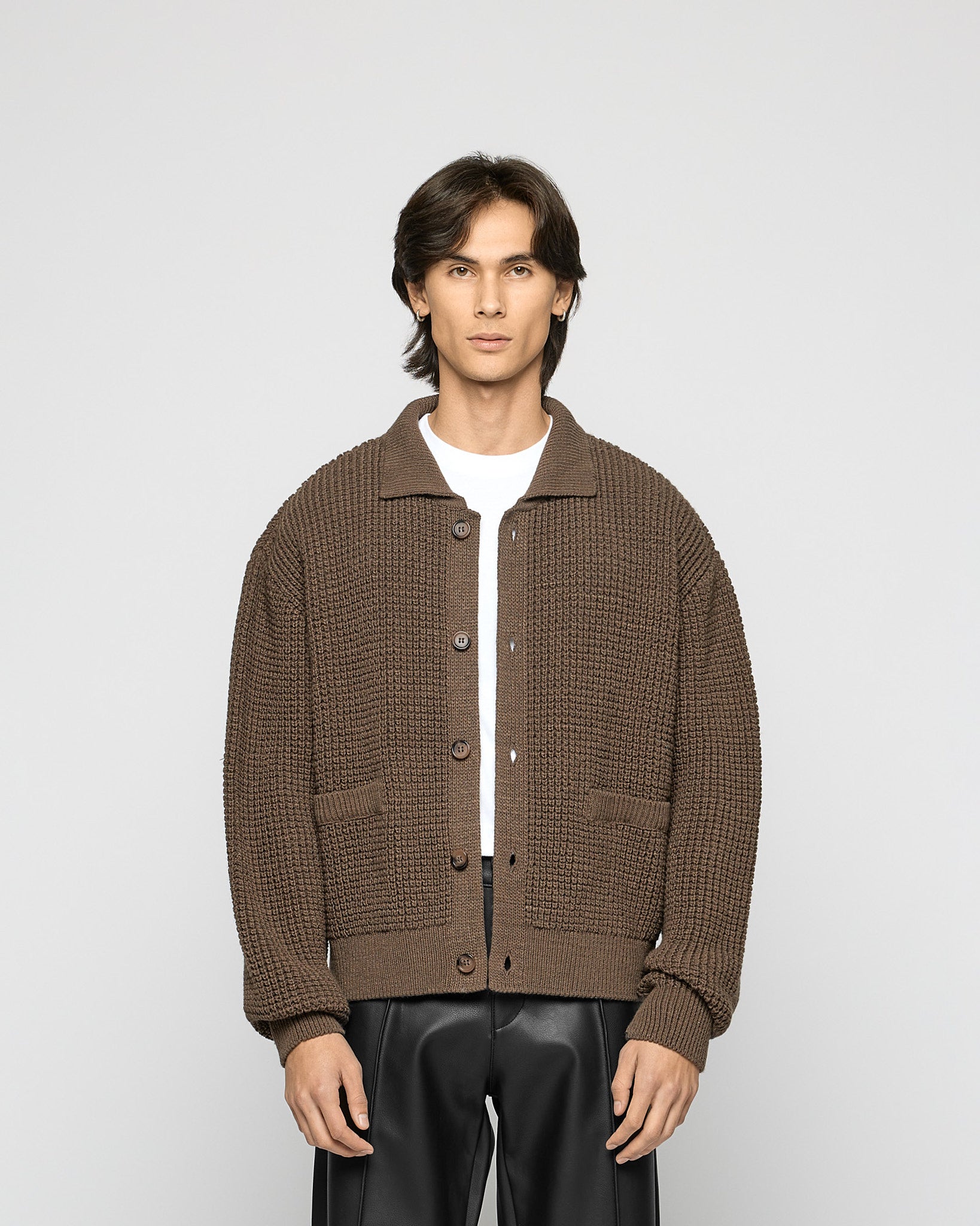 eightyfive-tops-knitted-wool-cardigan-strickjacke-brown-grobstrick image 2
